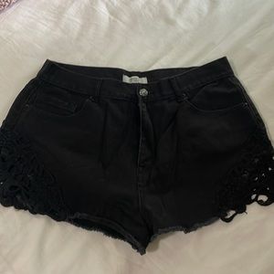 Black high waisted jean shorts